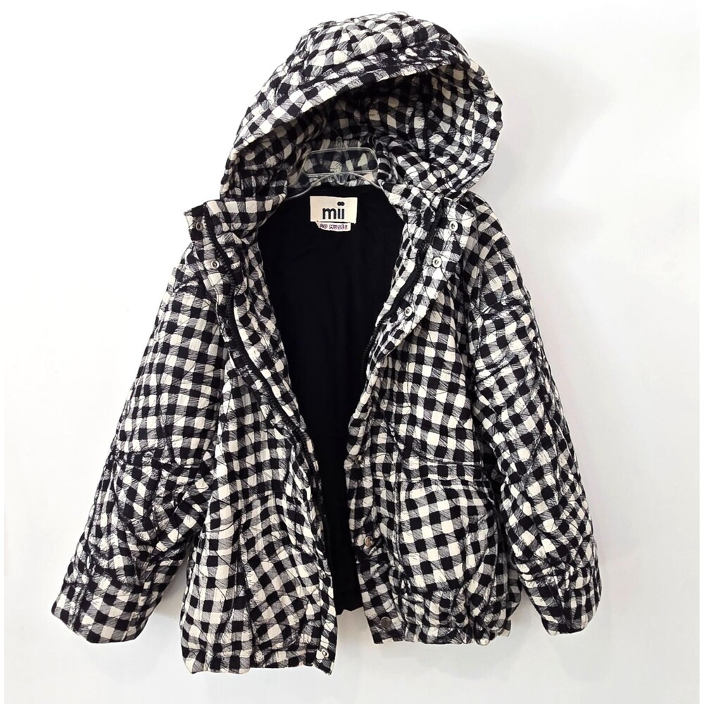 MII Collection Au Musee Oversized Quilted Jacket Sz M Check Cotton streetwear‎